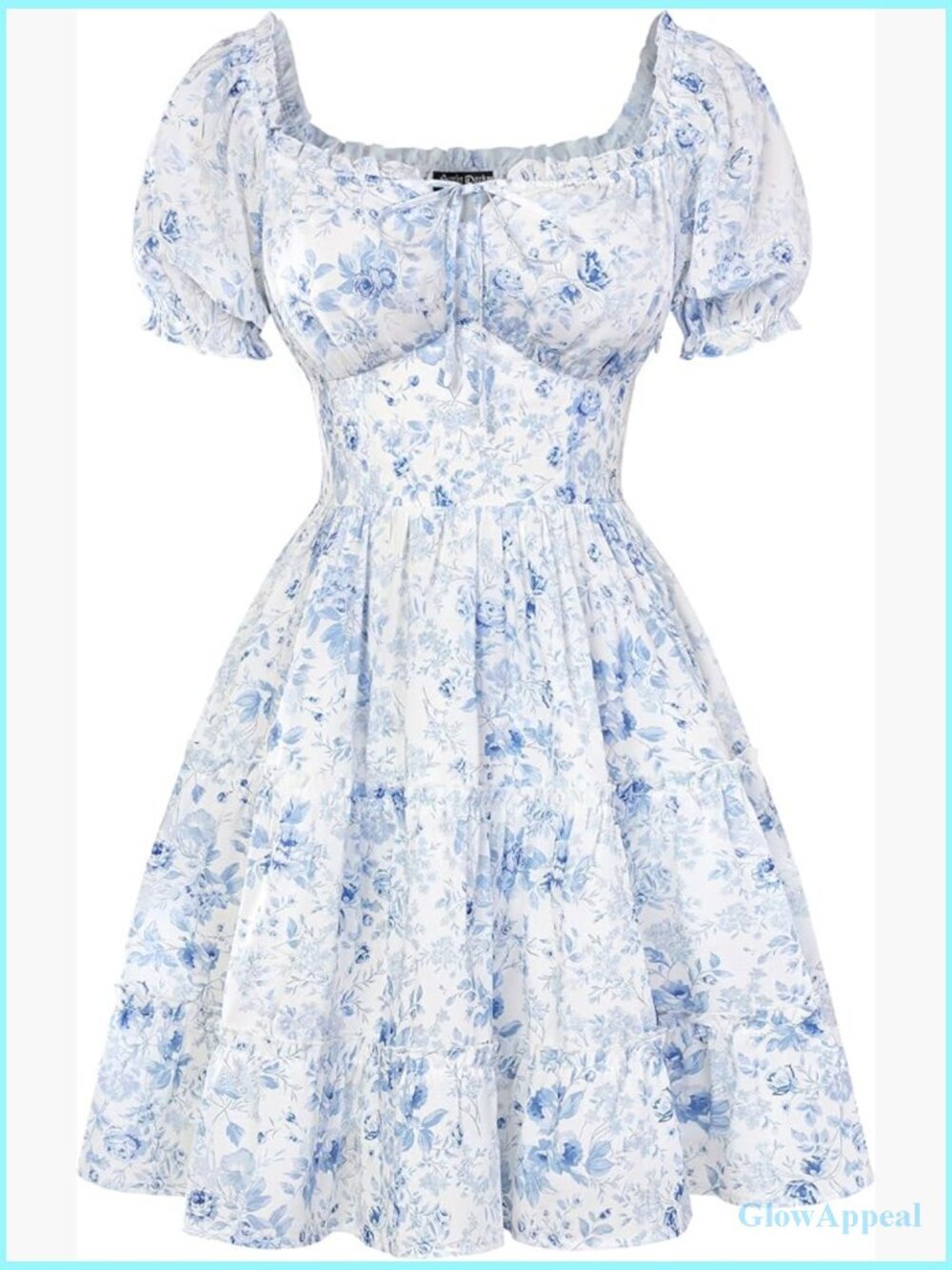 Off Shoulder Corset Mini Dress Puff Sleeve Smocked Back Sundress with Pockets